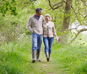 Couple walking in the woods. Link to Gifts of Cash, Checks, and Credit Cards